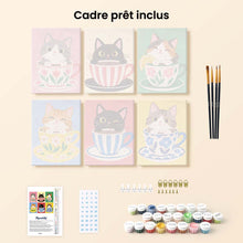 Charger l'image dans la galerie, Mini Série Peinture par Numéros 15x20cm (6 pièces) - Chats dans des Tasses de Thé