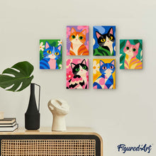 Charger l'image dans la galerie, Mini Série Peinture par Numéros 15x20cm (6 pièces) - Chats Colorés