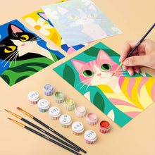 Charger l'image dans la galerie, Mini Série Peinture par Numéros 15x20cm (6 pièces) - Chats Colorés