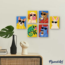 Charger l'image dans la galerie, Mini Série Peinture par Numéros 15x20cm (6 pièces) - Animaux Cool