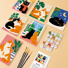Charger l'image dans la galerie, Mini Série Peinture par Numéros 15x20cm (6 pièces) - Moments Câlins avec les Chats