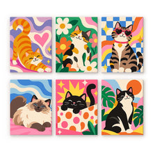 Charger l'image dans la galerie, Mini Série Peinture par Numéros 15x20cm (6 pièces) - Chats Groovy Figured'Art