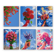 Charger l'image dans la galerie, Peinture par numéros – Coffret de 6 toiles | Bouquets de Fleurs dans le Ciel Figured'Art