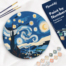 Charger l'image dans la galerie, Peinture par Numéro sur Disque en Bois - Nuit étoilée