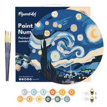 Charger l'image dans la galerie, Peinture par Numéro sur Disque en Bois - Nuit étoilée