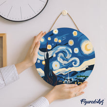 Charger l'image dans la galerie, Peinture par Numéro sur Disque en Bois - Nuit étoilée