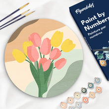 Charger l'image dans la galerie, Peinture par Numéro sur Disque en bois - Bouquet de Tulipes