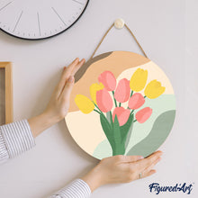 Charger l'image dans la galerie, Peinture par Numéro sur Disque en bois - Bouquet de Tulipes