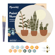 Charger l'image dans la galerie, Peinture par Numéro sur Disque en bois - Plantes grasses