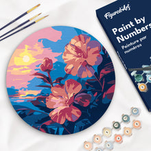 Charger l'image dans la galerie, Peinture par Numéro sur Disque en bois - Hibiscus au coucher de soleil
