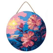 Charger l'image dans la galerie, Peinture par Numéro sur Disque en bois - Hibiscus au coucher de soleil