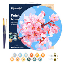 Charger l'image dans la galerie, Peinture par Numéro sur Disque en bois - Fleurs de cerisier
