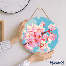 Charger l'image dans la galerie, Peinture par Numéro sur Disque en bois - Fleurs de cerisier