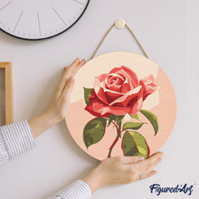 Charger l'image dans la galerie, Peinture par Numéro sur Disque en bois - Rose rouge