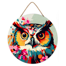 Charger l'image dans la galerie, Peinture par Numéro sur Disque en bois - Hibou Fantaisie et Fleurs