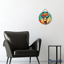 Charger l'image dans la galerie, Peinture par Numéro sur Disque en bois - Girafe fantaisie et fleurs