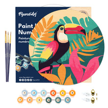 Charger l'image dans la galerie, Peinture par Numéro sur Disque en bois - Toucan Tropical