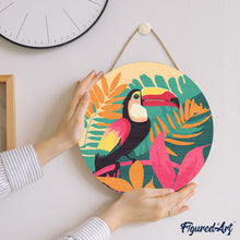 Charger l'image dans la galerie, Peinture par Numéro sur Disque en bois - Toucan Tropical