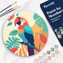 Charger l'image dans la galerie, Peinture par Numéro sur Disque en bois - Perroquet Tropical