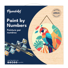 Charger l'image dans la galerie, Peinture par Numéro sur Disque en bois - Perroquet Tropical