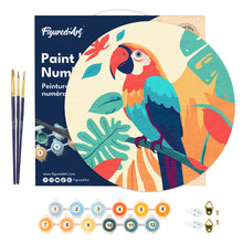 Charger l'image dans la galerie, Peinture par Numéro sur Disque en bois - Perroquet Tropical