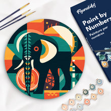 Charger l'image dans la galerie, Peinture par Numéro sur Disque en bois - Éléphant Art Déco