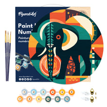 Charger l'image dans la galerie, Peinture par Numéro sur Disque en bois - Éléphant Art Déco