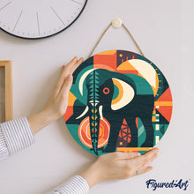 Charger l'image dans la galerie, Peinture par Numéro sur Disque en bois - Éléphant Art Déco