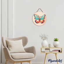 Charger l'image dans la galerie, Peinture par Numéro sur Disque en bois - Papillon