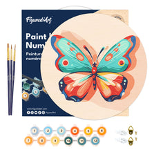 Charger l'image dans la galerie, Peinture par Numéro sur Disque en bois - Papillon