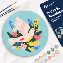 Charger l'image dans la galerie, Peinture par Numéro sur Disque en bois - Oiseau et fleurs