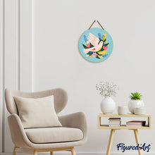 Charger l'image dans la galerie, Peinture par Numéro sur Disque en bois - Oiseau et fleurs