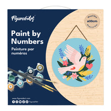 Charger l'image dans la galerie, Peinture par Numéro sur Disque en bois - Oiseau et fleurs
