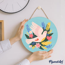 Charger l'image dans la galerie, Peinture par Numéro sur Disque en bois - Oiseau et fleurs