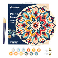 Charger l'image dans la galerie, Peinture par Numéro sur Disque en bois - Mandala floral