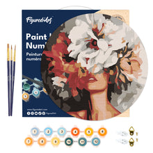Charger l'image dans la galerie, Peinture par Numéro sur Disque en bois - Beauté derrière les fleurs