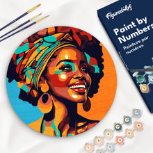 Charger l'image dans la galerie, Peinture par Numéro sur Disque en bois - Reine Africaine Pop Art