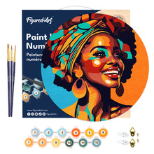 Charger l'image dans la galerie, Peinture par Numéro sur Disque en bois - Reine Africaine Pop Art