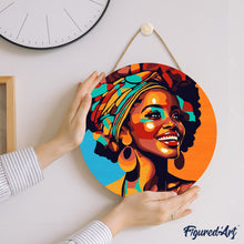 Charger l'image dans la galerie, Peinture par Numéro sur Disque en bois - Reine Africaine Pop Art