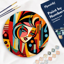 Charger l'image dans la galerie, Peinture par Numéro sur Disque en bois - Femme abstraite style Picasso