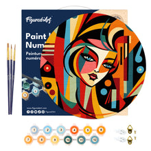 Charger l'image dans la galerie, Peinture par Numéro sur Disque en bois - Femme abstraite style Picasso