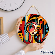 Charger l'image dans la galerie, Peinture par Numéro sur Disque en bois - Femme abstraite style Picasso