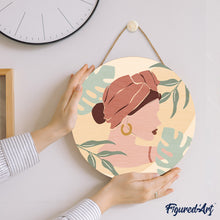 Charger l'image dans la galerie, Peinture par Numéro sur Disque en bois - Femme au Turban de profil