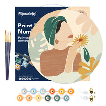 Charger l'image dans la galerie, Peinture par Numéro sur Disque en bois - Femme au Turban vert