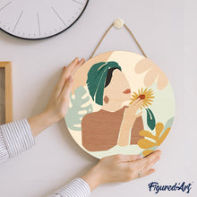 Charger l'image dans la galerie, Peinture par Numéro sur Disque en bois - Femme au Turban vert
