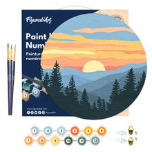 Charger l'image dans la galerie, Peinture par Numéro sur Disque en bois - Forêt de pins