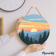 Charger l'image dans la galerie, Peinture par Numéro sur Disque en bois - Forêt de pins