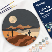 Charger l'image dans la galerie, Peinture par Numéro sur Disque en bois - Clair de lune désertique
