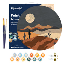Charger l'image dans la galerie, Peinture par Numéro sur Disque en bois - Clair de lune désertique