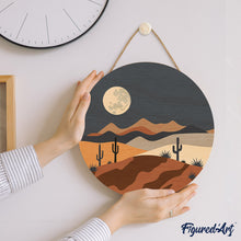 Charger l'image dans la galerie, Peinture par Numéro sur Disque en bois - Clair de lune désertique